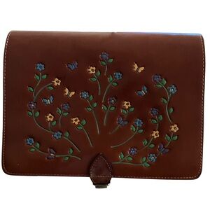 Patricia Nash NWOT Floral Embroidered Brown Leather Crossbody